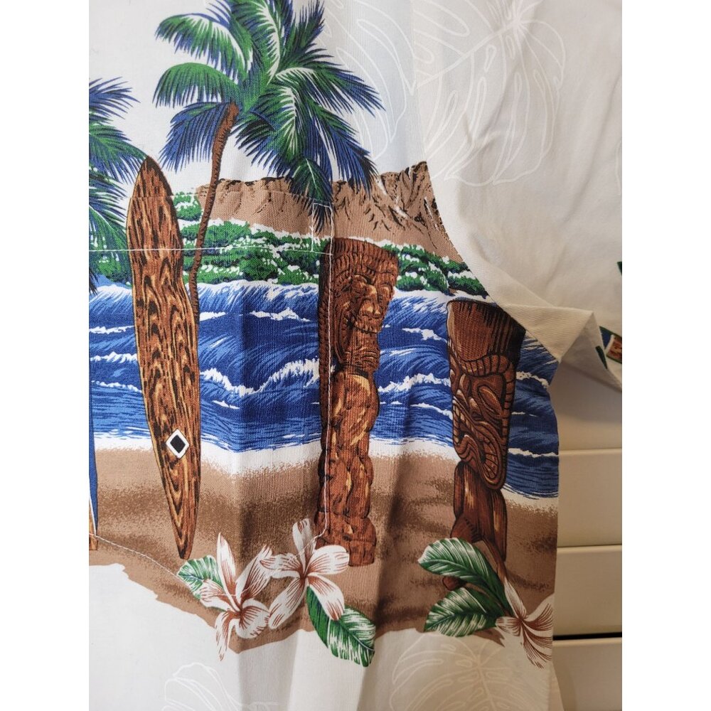 VTG Mens Hawaiian Aloha Shirt M Tiki button up Totem pole grandpa core beach - Picture 5 of 6